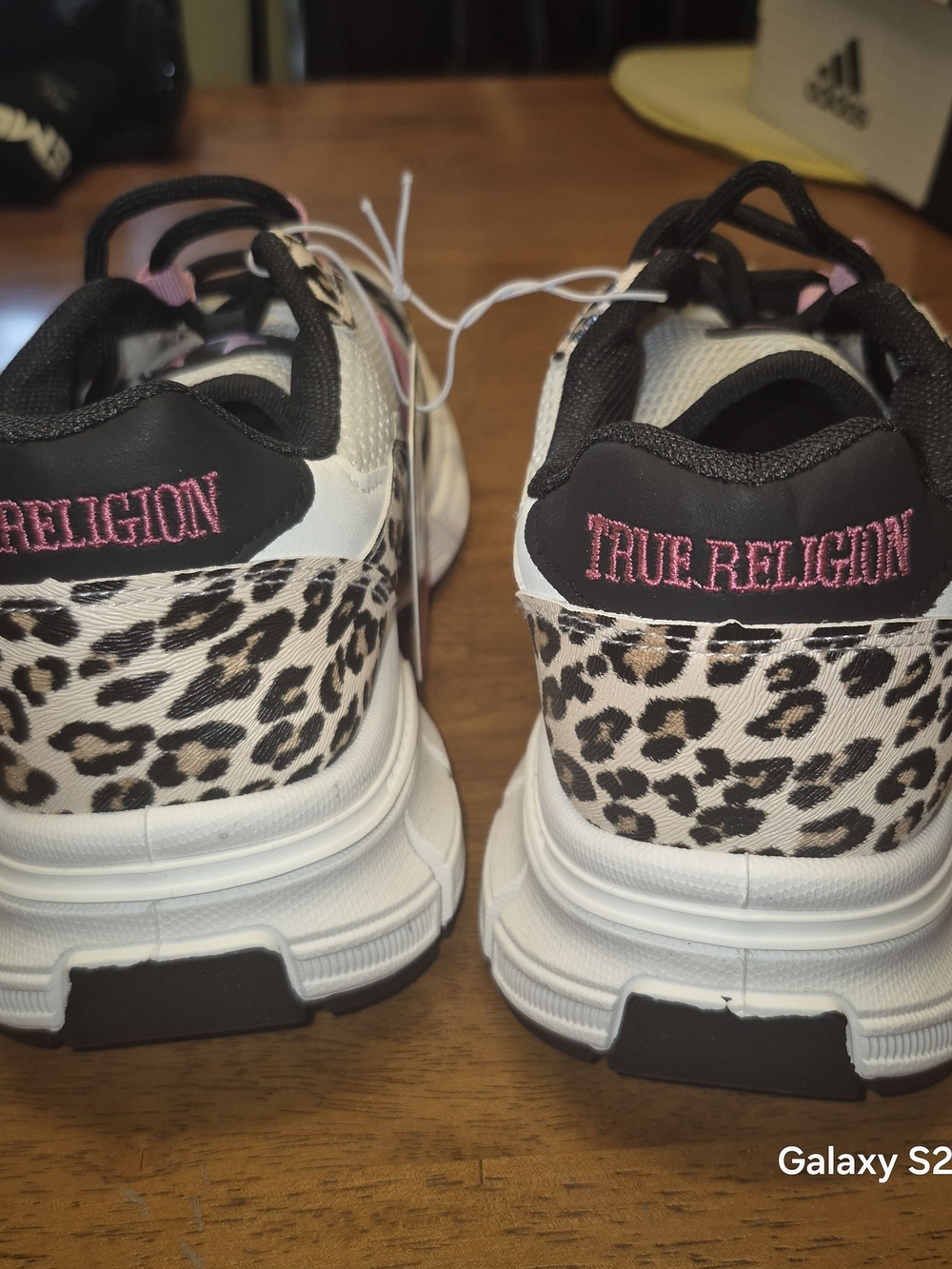 True Religion Women's Leopard Accent Sneakers in White and Pink - Picture 3 of 3